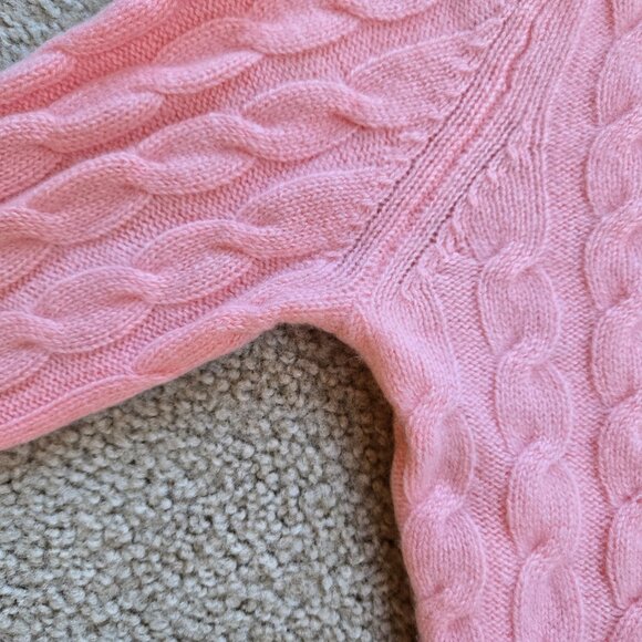 Pink Cable Knit 100% Cashmere Sweater RUNS SMALL - Picture 3 of 5